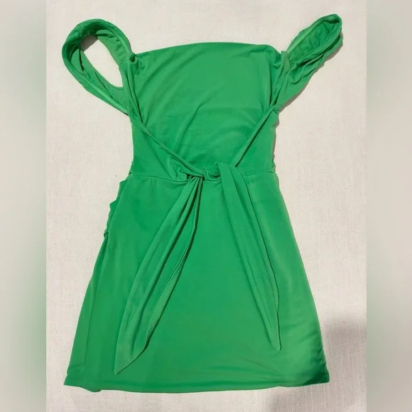 TIGER MIST GREEN MINI SLIT DRESS - Picture 3 of 5